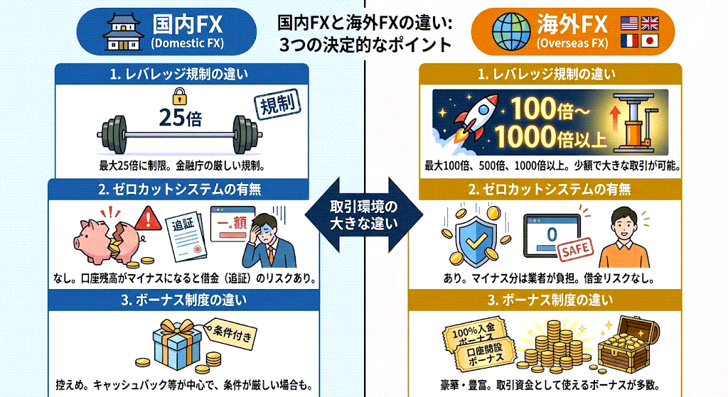 国内FXと海外FXの違い